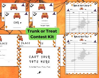 Halloween Trunk or Treat Contest Kit, Halloween trunk or treat party kit, school trunk or treat event kit,Printable Signs, Ballots, Awards,