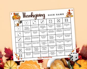 Thanksgiving Ice Breaker Dice Game, Printable Fall Party Questions, Thanksgiving Dice Game, Thanksgiving Activity, Thanksgiving Party Game