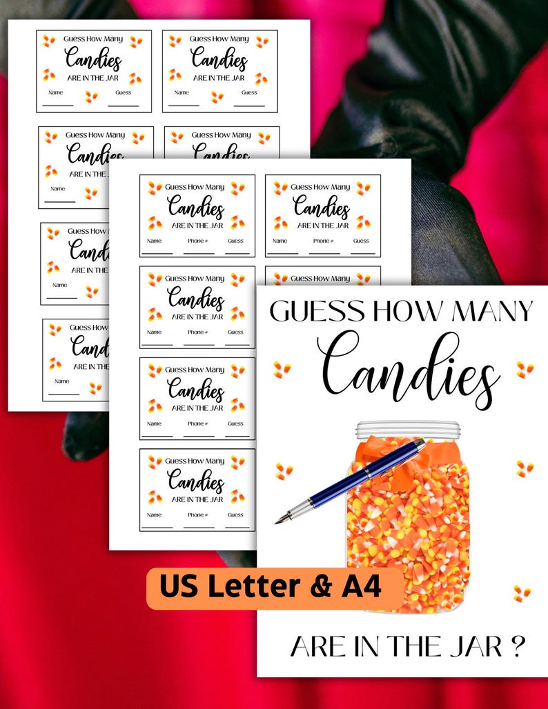Guessing Raffle Halloween Candy Guessing Game, Printable Party Raffle, Halloween Guess ...