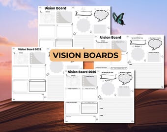 Printable Vision Board 2026: Ziele, Inspiration, Visionsplaner, Gesetz der Anziehung, Manifestation Board, Traumlebensplaner