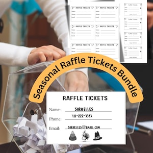 Printable Raffle Ticket Bundle: Holiday & Plain Designs (PDF Download, 3 Sizes)