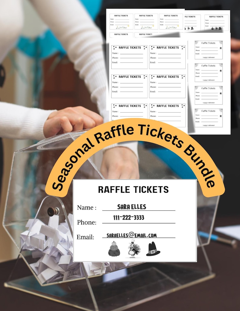 Raffle Ticket Bundle,printable Raffle Tickets, Seasonal Raffle Tickets ...