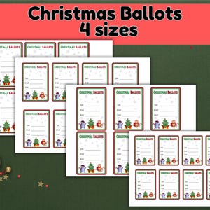 Christmas Voting Ballot Cards: Holiday Contest Printable, Christmas holiday voting cards, Holiday voting ballots, multiple sizes