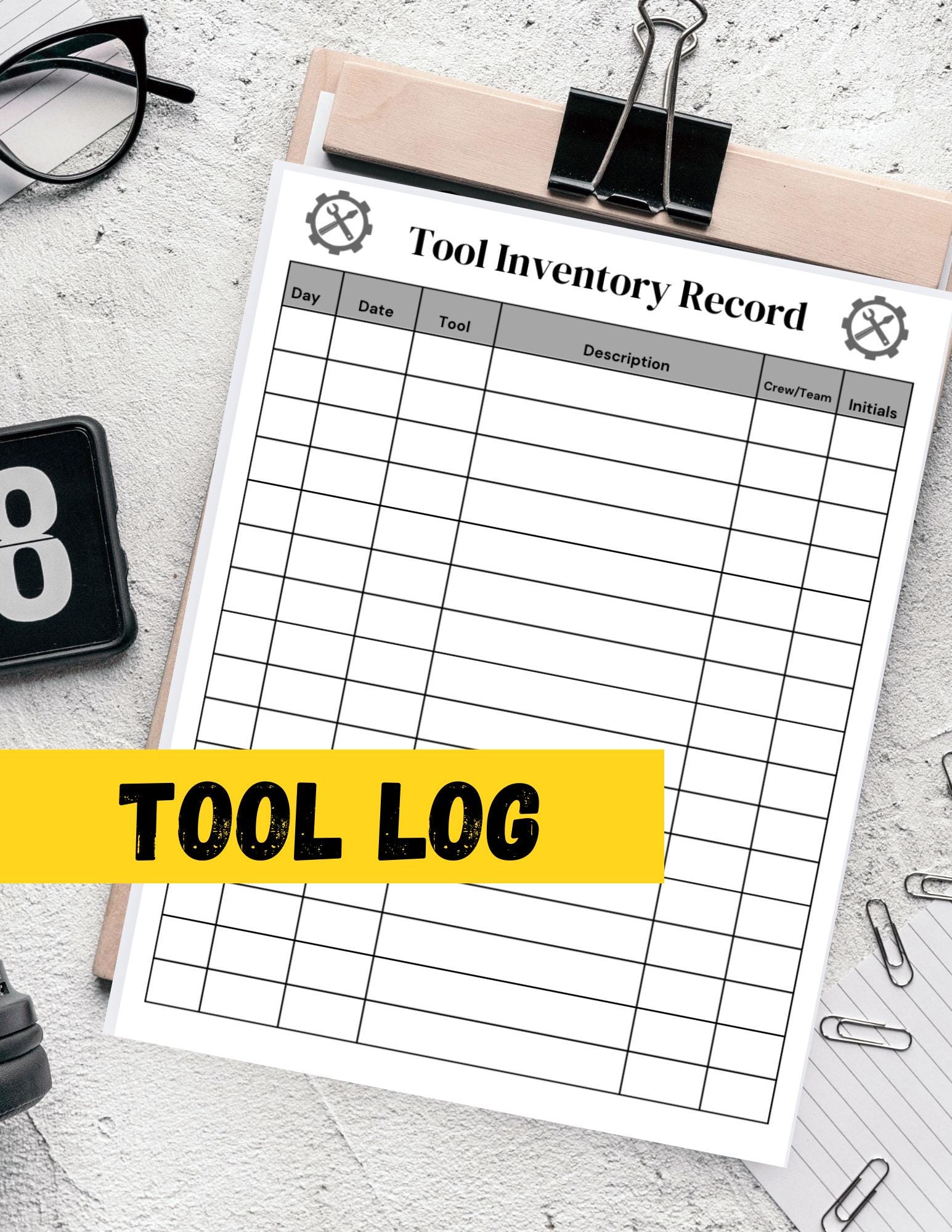 Tool Rental Log Tool/equipment Inventory Log,machinery Resource Tracker Sheet,personal ...