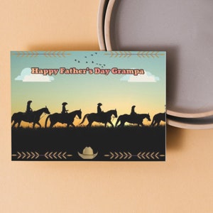 Tarjeta imprimible para papá, tarjeta del Día del Padre: para el rancho del abuelo, tarjeta con temática de vaquero y caballo, tarjeta del abuelo vaquero