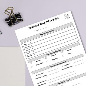 Vorlage für Urlaubsanträge für Mitarbeiter, druckbares Anfrageformular für Freizeiten, Mitarbeiterurlaub, Urlaub & PTO, Nachverfolgung von Freizeit