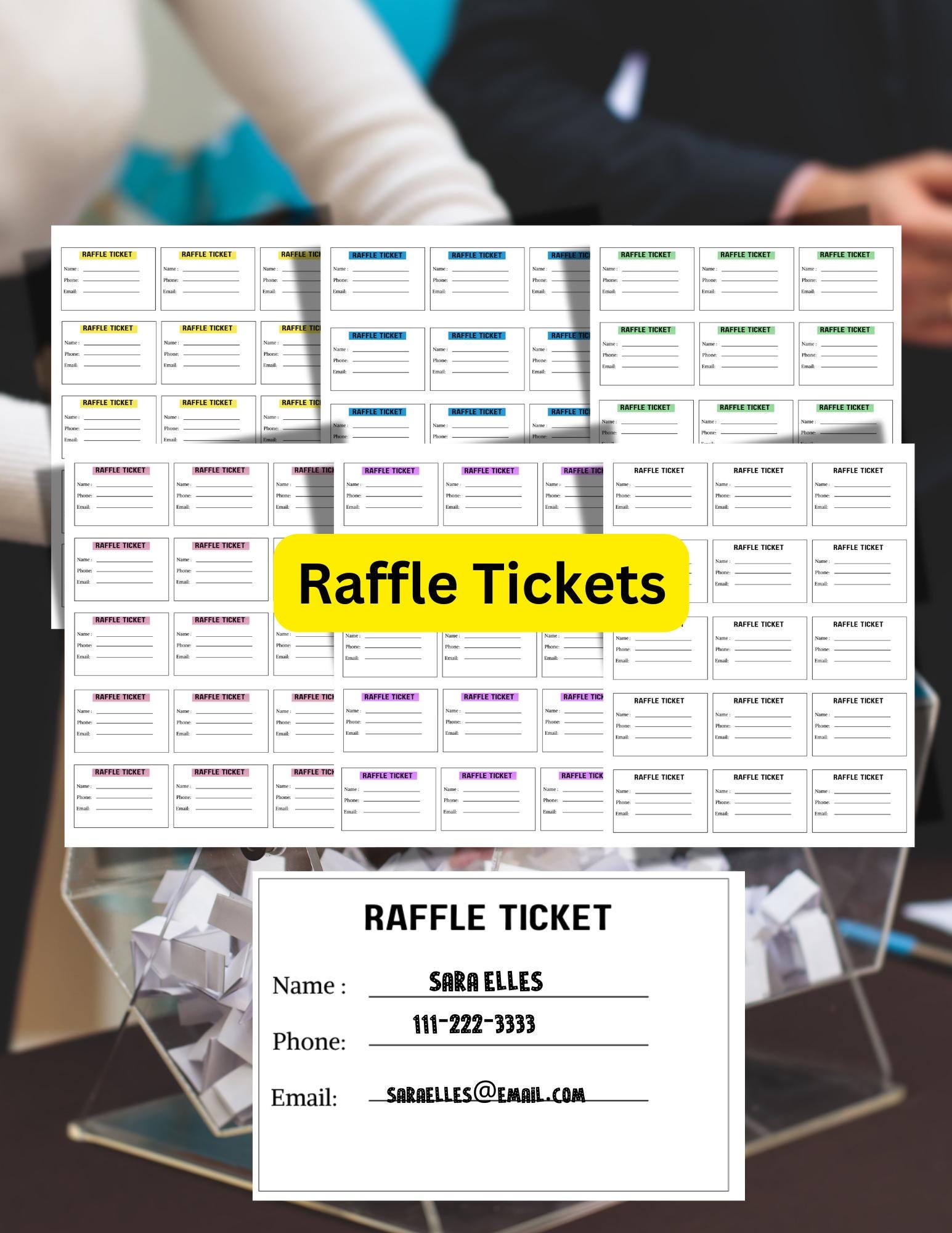 Multiple Raffle Tickets Printable Raffle Tickets: Fundraiser Event,enter to Win Tickets ...