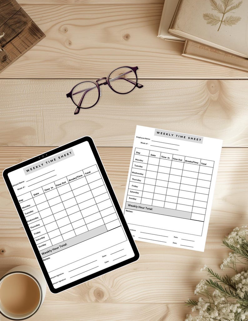 Two Week Time Sheet.pdf Printable Employee Timesheet: 5-day Work Week (US Letter & A4) (PDF ...