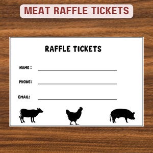 Printable Meat Raffle Tickets: Minimalist Fundraiser Design (PDF Download, 3 Sizes)