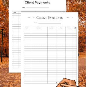 Printable client payment records, client payments records, minimal receipt form templates for clients, financial records, payment tracker