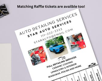 Auto Detailing Flyer: Tear-Off Ad Template,Car Detailing Flyer, Automotive Detailing Services Flyer, Car Wash Cleaning Flyer