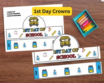 First Day of School Crown: Kids Coloring Craft Activity, back to school first day coloring craft activity, first day paper crown
