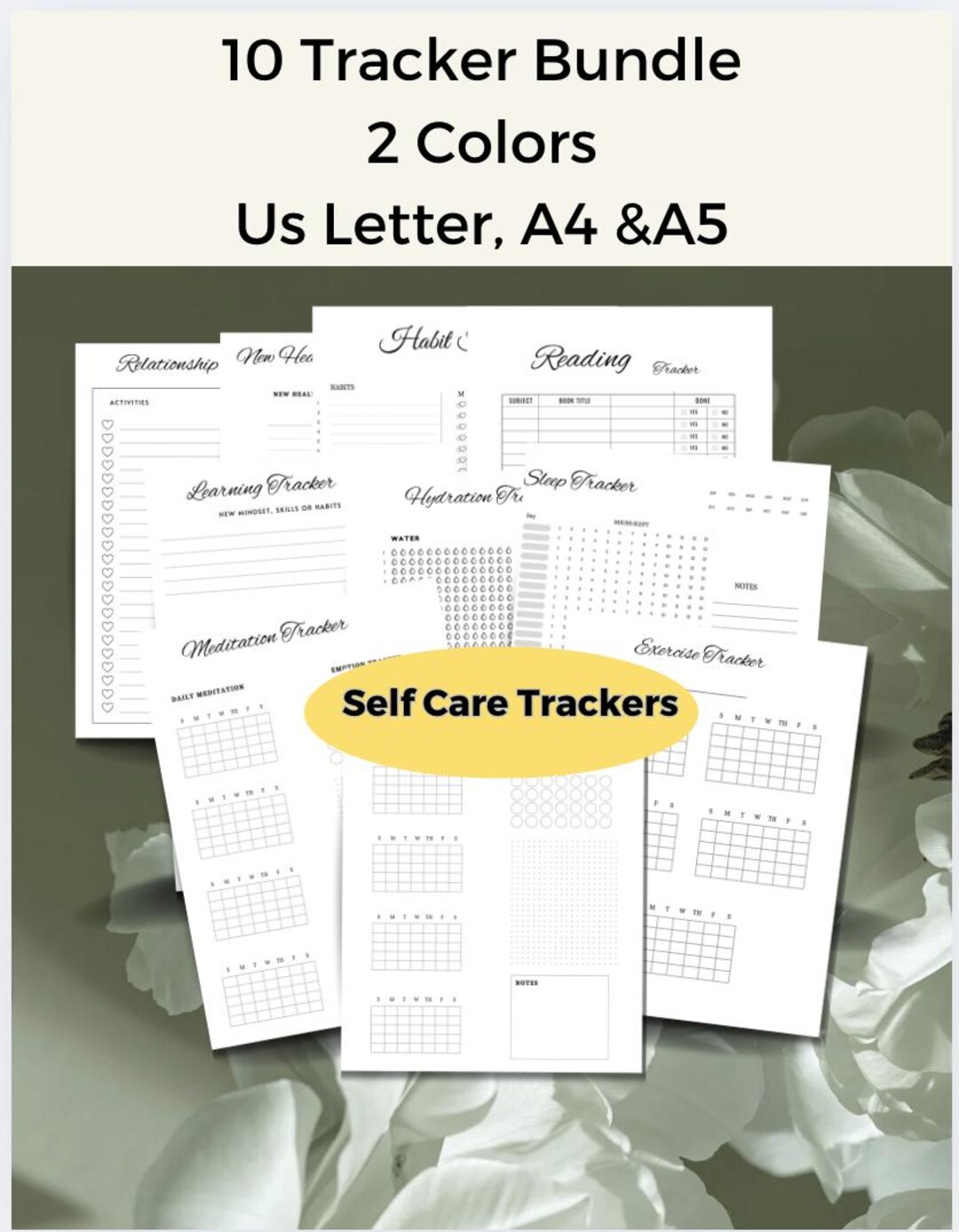 Self Care Habit Tracker Bundle: Mental Wellness Journal, - Etsy