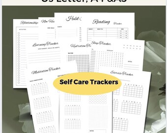 Self Care Habit Tracker Bundle: Mental Wellness Journal,Self care checklist bundle printable, Daily self-care planner, Self care Journal