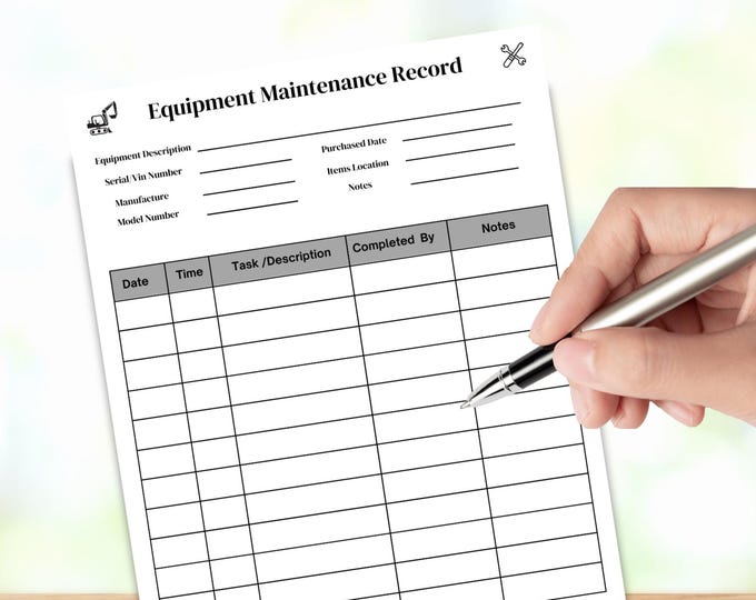 Equipment Maintenance Tracker Excel and Google Sheet - Etsy Canada