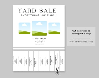 Yard sale tear away flyer,Custom editable Yard sale tear off template flyer poster, Yard sale, Canva PDF template for your customization,