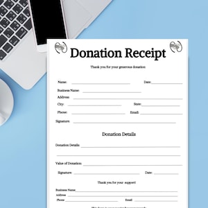 Donation Receipt Template, editable Charity Form,Donation Receipt,  Template for Nonprofit Donations, Charity Receipt, Tax Deductible Form