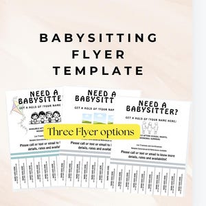 Bearbeitbares Babysitter-Abriss-Flyer-Werbeplakat, Anzeige für Teen-Babysitter-Services, Kinderpflege-Flyer, Babysitter-Business-Poster