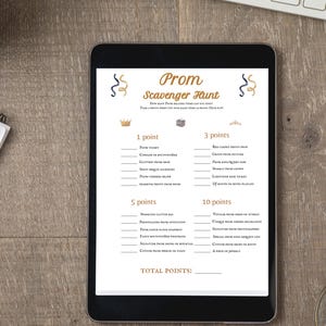 Printable Prom Scavenger Hunt Game (PDF Download), Prom Themed ...