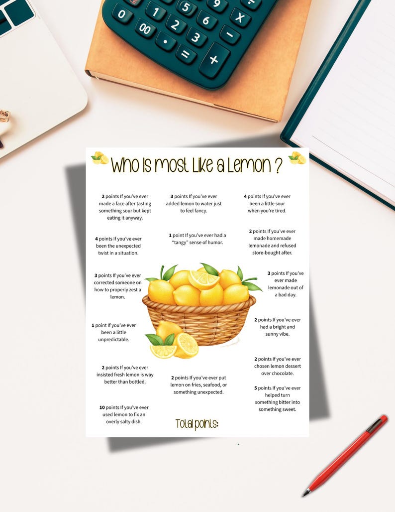 Who is Most Like a Lemon? Lemon Printable Game, Lemon Activity, Lemon ...