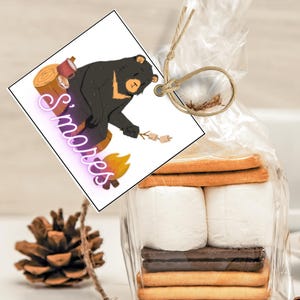Étiquette-cadeau S'mores, étiquettes de feu de camp S'mores à thème S'mores pour cadeaux et sacs de cadeaux, étiquettes de cadeaux, étiquette de camping s'mores, étiquette-cadeau de camp de nuit