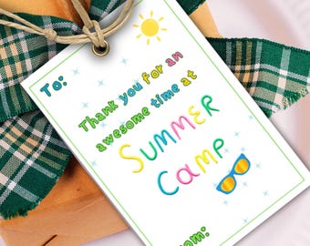 Summer Camp Gift Tags,Printable Thank You Favor Tags,Happy Camper Smores Tag, Party Favor Tag,Thank You Tags,Camping Party