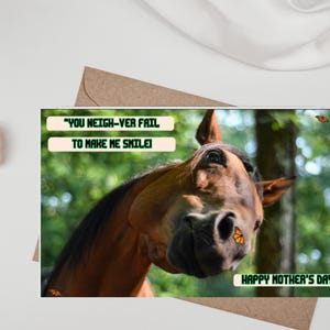 Carte de fête des mères heureuse à une maman de cheval, carte drôle et sincère pour les mamans équestres Carte de fête des mères équestre, carte de fête des mères équestre
