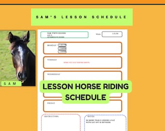 Programma delle lezioni di equitazione, programma settimanale delle lezioni degli istruttori, agenda di equitazione Canva, pianificatore settimanale di equitazione stampabile,