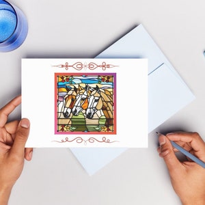 Equestrian stationary, Equine themed stained glass horse stationary blank notecards: horses in colorful design