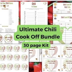 Ultimate Chili Cook Off Bundle,Printable chili cook off  ballots, certificate, cooking contest/competition winner:chili contest event bundle
