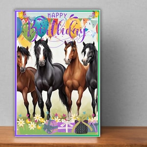 Tarjeta de cumpleaños de caballo, tarjeta de feliz cumpleaños, regalo de cumpleaños para amantes de los caballos, tarjeta de cumpleaños para amantes de los caballos, tarjeta de feliz cumpleaños ecuestre