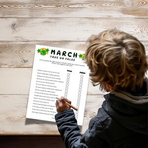 March True or False Game, March Trivia game, Classroom March True/False trivia game,March family game night trivia, pub trivia,March games image 9