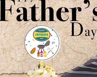 Printable Super Dad Cake Topper, Happy Fathers Day Topper, 2 Round ...