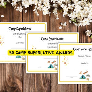 Camp Superlative Awards: Fun Printable Certificates, Summer camp awards certificates,Summer camp superlative awards for campers
