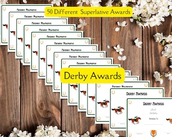 Derby Party Awards, Derby Game, Celebration Trophies, Festive Recognition Certificates, Horse Race Party Prize, Derby Theme Trophy printable