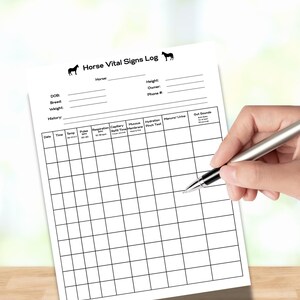 Horse Vital Signs Tracker, Equine Health Log, horse knowledge,Horse Wellness Tracker, Horse Medical Monitoring,Equestrian health log
