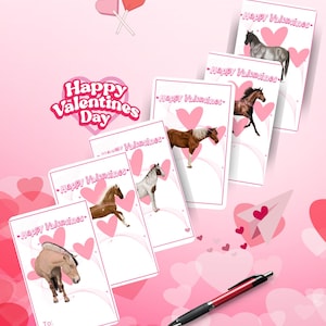 Horse Valentines,Equestrian theme Valentine's Day Cards,PrintableKids Horse Valentine Tags, Kids Classroom Valentine's Day exchange Cards