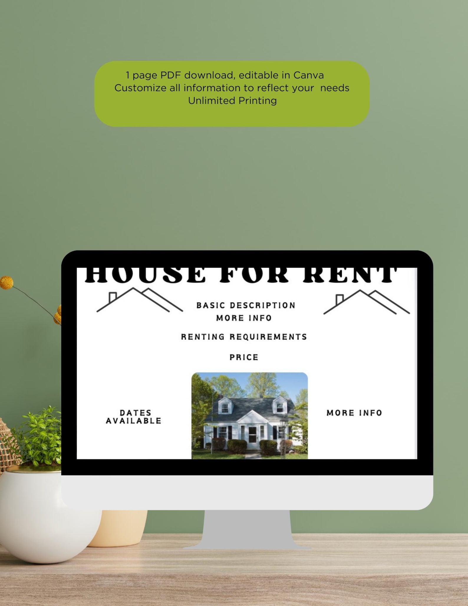 House for Rent Flyer Template: Tear-away Contact Info, Canva Flyer ...