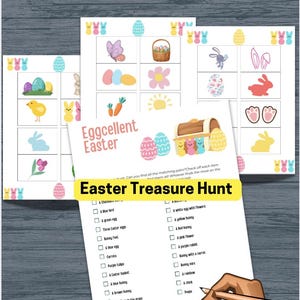 Easter Treasure Hunt,Picture based treasure hunt for preschoolers,Easter themed treasure/scavenger hunt for preschool,Easter hunt activity