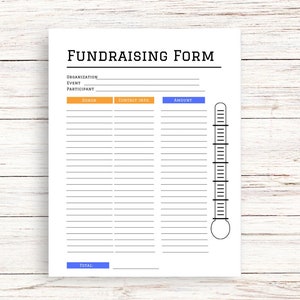 Printable Fundraising Form: Charity Event Donation Tracker (PDF Download)