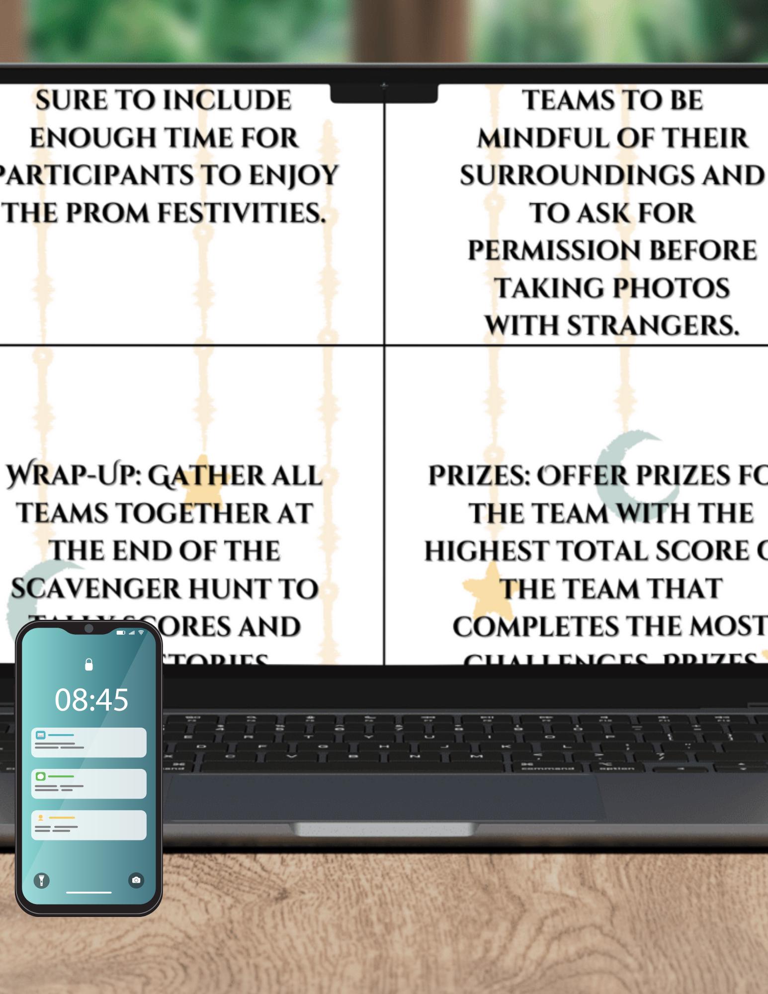 Printable Prom Scavenger Hunt Game for Teens (PDF) Teen Prom Scavenger ...