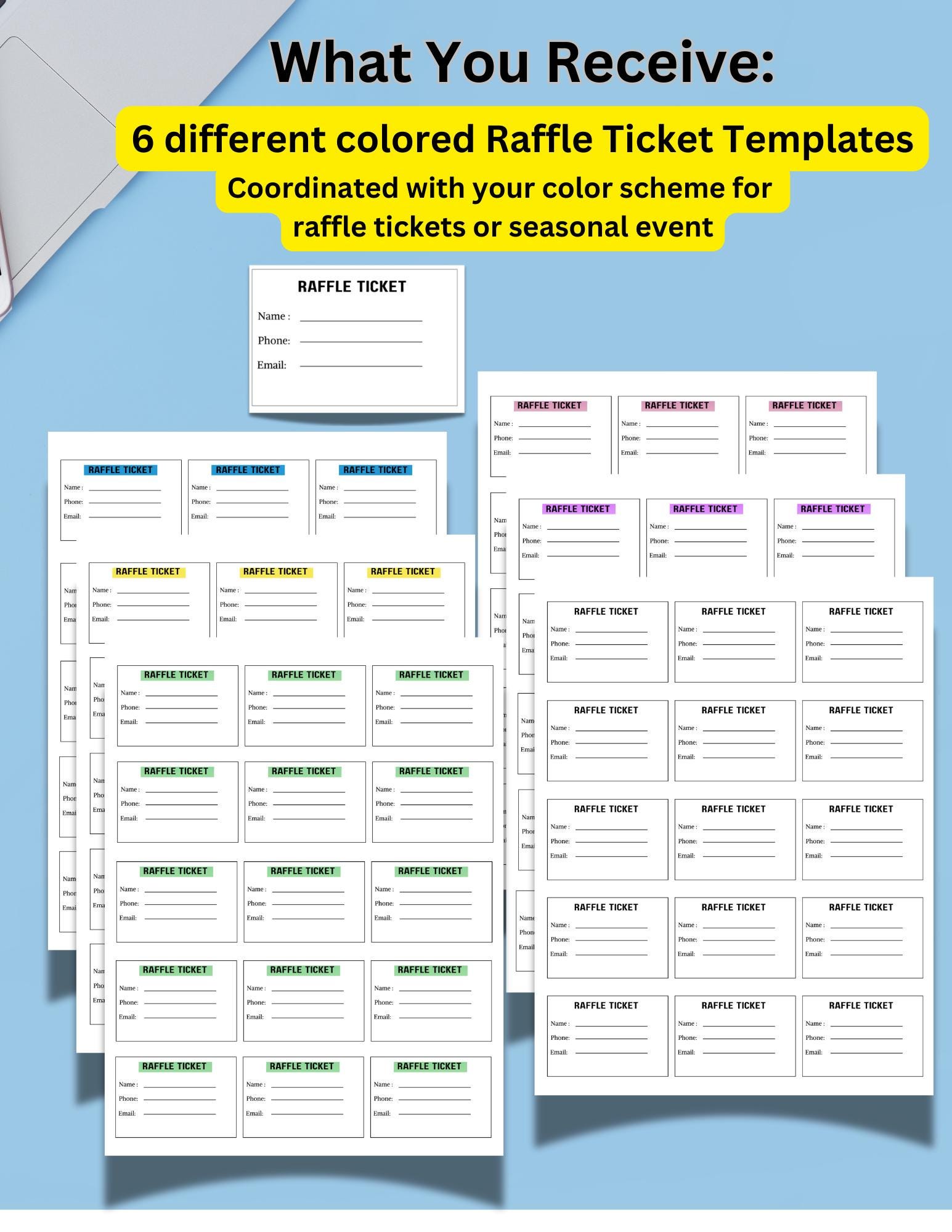 Pay Rent Raffle Printable Raffle Tickets: Fundraiser Event,enter to Win Tickets ...