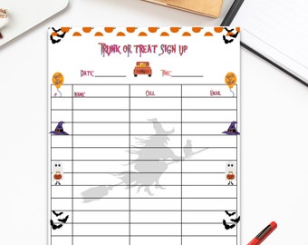 Trunk or treat entry form, Trunk or treat contestant sign up sheet, Trunk or treat booth sign up,Trunk or Treat Halloween Contest Form list