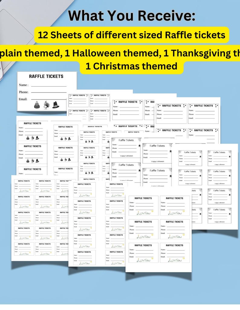 Raffle Ticket Bundle,printable Raffle Tickets, Seasonal Raffle Tickets ...