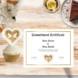Conjunto para cerimônia de compromisso com corações dourados e pomba - Decoração exclusiva para cerimônia, aniversário ou casamento