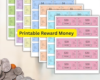 Printable Reward money, Chore & Behavior Incentive, Faux money,Printable Reward money,Reward System For Kids, Play Money, Pretend Money