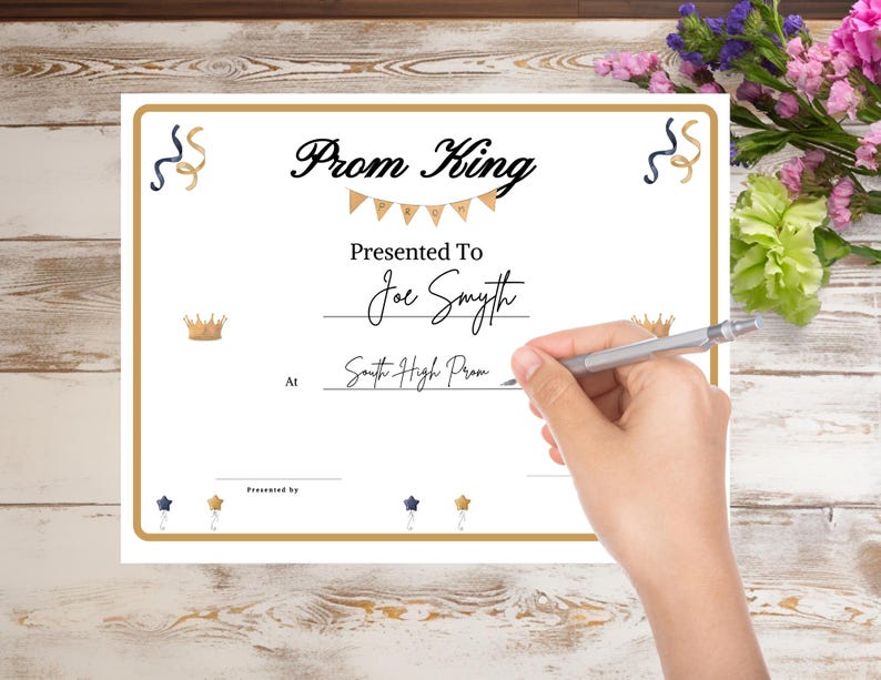 Prom Awards Certificates: Prom King, Queen, Court (printable PDF ...