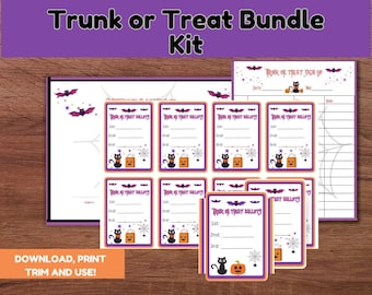 Trunk or Treat Kit Bundle, Trunk or treat party kit, Halloween Party Certificate & Ballots, Trunk or treat awards and ballots for fundraiser