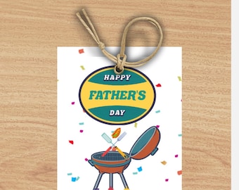 Father's Day Gift Tags ,BBQ themed Printable Gift tags for Dad, Happy Father’s Day gift tags/ favors editable and customizable