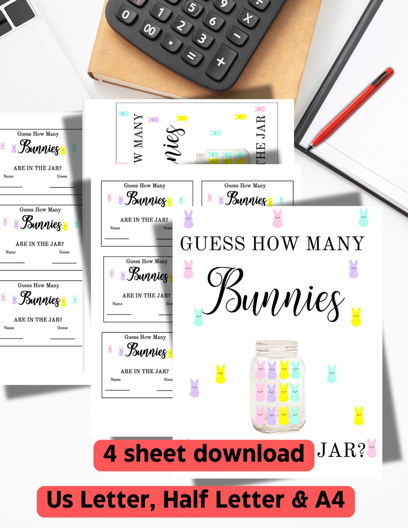 Guessing Raffle Easter Bunny Guessing Game: Printable Raffle, Easter Raffle Raffle ...